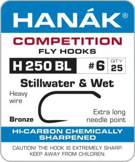H250BL, jezerní/mokrý háček, Hanák Competition, vel. 6 - 18